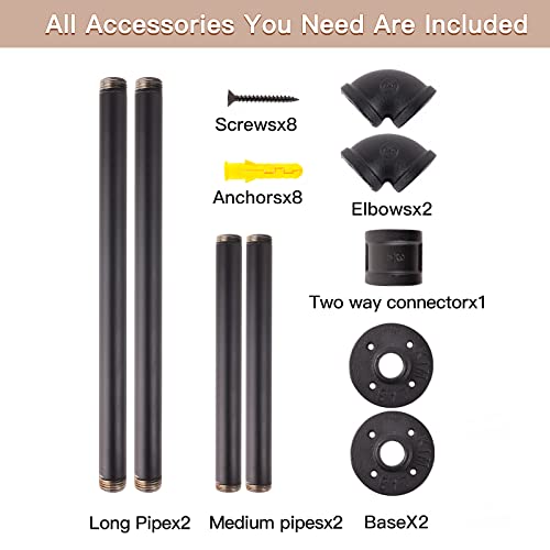 Wall Mounted Clothes Rack - 48" Clothing Garment Rack - size: Black 48" x1 pcs(2Base)