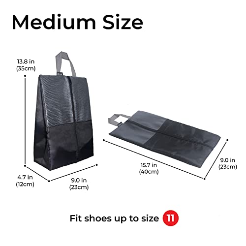 Shoe Bags For Travel, Used As For Storage or Shoe Travel Bag, Space Saving When Travelling With This Travel Shoe Bags For Packing, Featuring Waterproof Nylon Sneaker Bag (Black, 2 Pack, Medium) - color: Black, 2 Pack, size: Medium