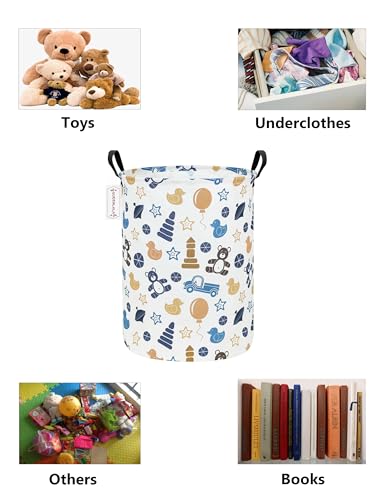 QUEENLALA Large Foldable Round Storage Basket Laundry Hamper, Colorful Bear - color: Round-Colorful Bear