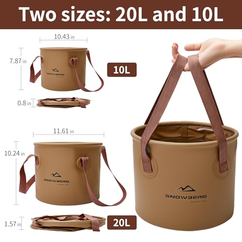 Collapsible Bucket 10L, Collapsible Bucket with Handle for Easy Portability - color: Brown, size: 10L