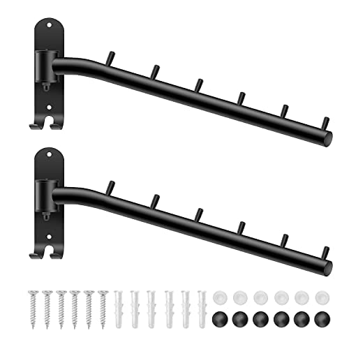 Bosszi 2-Pack Wall Mounted Folding Clothes Hanger Rack, Stainless Steel Clothes Hooks with Swing Arm Holder Space Saving Clothing Hanging System Closet Storage Organizer Heavy Duty Drying Rack (Black) - color: Black