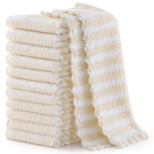 Homaxy 12 Pack Coral Velvet Dish Cloths, 7 x 9 inches, Beige - color: Beige, size: 7 x 9 - 12 Pack