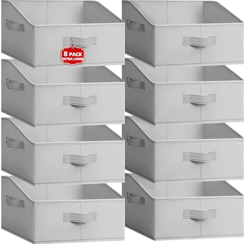 Extra Large Closet Organizers Bins 8 Pack - Blanket Basket for Organizing/Home Clothes Storage Bins for Jeans/Toy Organizers for Nursery/Wardrobe Shelf Closet Organization for Purse Hats Towel - color: Grey, size: 8 pack-Extra Large