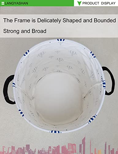 Round Laundry Basket Collapsible Storage Hamper Blue Balloon - color: Blue Balloon