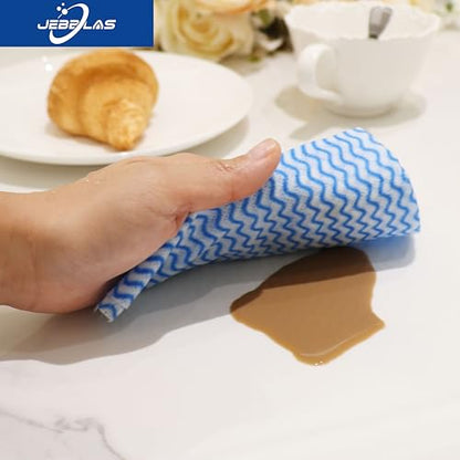 JEBBLAS Handi Wipes Reusable Cloths Dry Cleaning Cloths Dish Towel Kitchen Towel Handy Cleaning Wipes,Pack of 50, Blue - color: Blue
