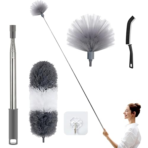 Duster with Extension Pole | Washable Cleaning Duster Kit with DusterHeads - size: 5 Piece Set