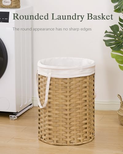 SETVSON Laundry Hamper Laundry Basket, Round PE Rattan, Natural (No Lid) - color: Natural, size: 19.0 Gal - 72L