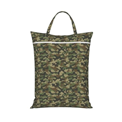 Camouflage Hunting Green Camo Travel Laundry Bags Cloth Diaper Wet Bags Handle Washable Dirty Clothes Bags Wet Dry Bag Suitcase Gym Swimming Pool College Dorm Wet Bag - color: 1 PC36, size: One Size