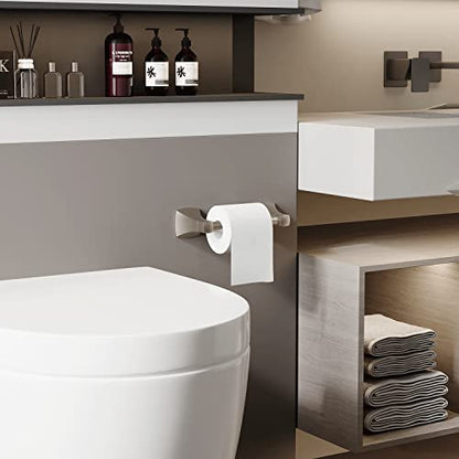 Brushed Nickel Toilet Paper Holder Bathroom Double Post Pivoting Tissue Roll Holder Stainless Steel and Zinc Alloy Wall Mount - color: Brushed Nickel