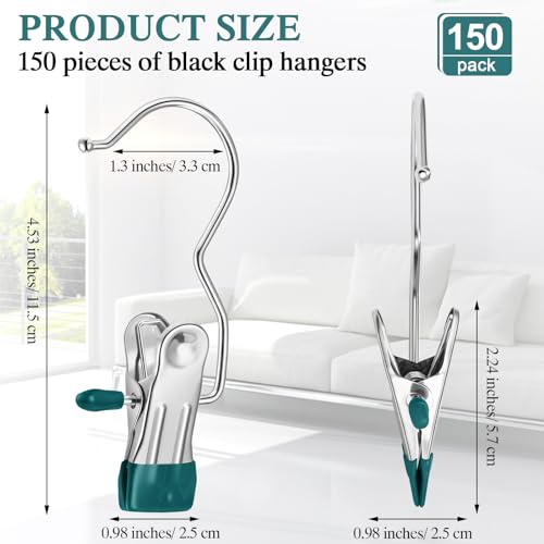 Yinder 150 Pcs Boot Hanger Clips Laundry Hooks Stainless Steel,Dark Green - color: Blackish Green