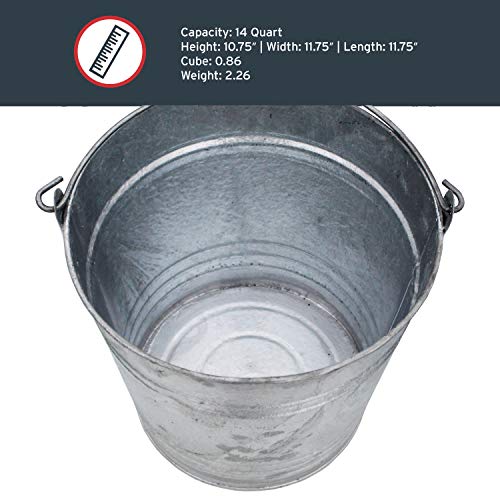 Behrens 1214GS Galvanized Steel Utility Pail, 14-Quart, Gray - size: 14 quarts, style: Hot Dipped