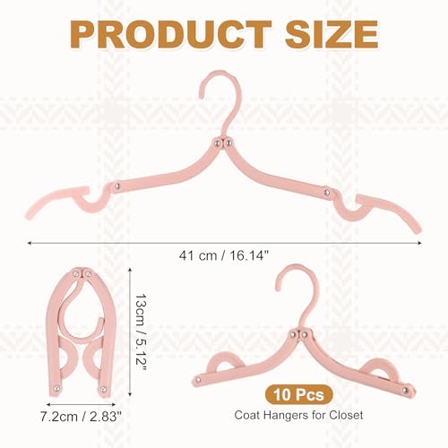 uxcell 10 Pcs Portable Travel Hangers, Plastic Foldable Hangers Cruise Essentials Clothes Drying Rack for Camping Flying Suitcase Travel Accessories Road Trip Hotel, Pink - color: Pink