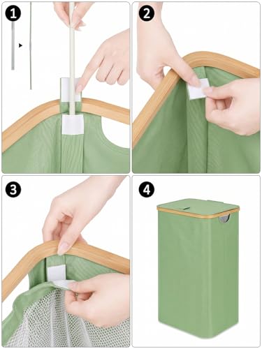 IEGrow Laundry Hamper with Lid,110L Laundry Basket with Mesh Bags,Green - color: Green, size: 110L