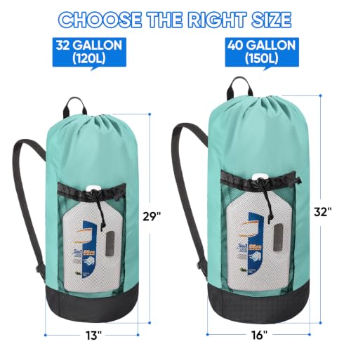 BALEINE 120L Laundry Bag Backpack, 900D Oxford Fabric Large Travel Laundry Bags with Shoulder Straps and 2 Mesh Pockets for College Dorm, Apartment, Laundromat (Sky Blue, 120L) - color: Sky Blue, size: 120L