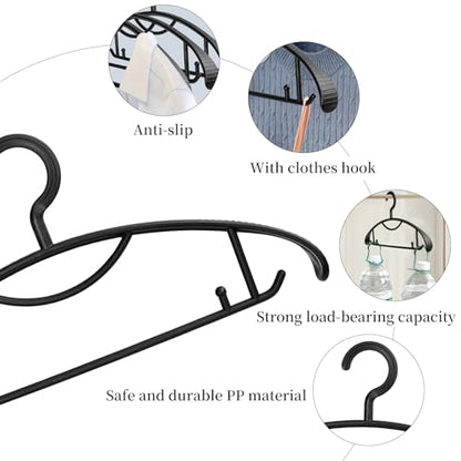 Plastic Clothes Hanger, Extra Thick Plastic Wide Shoulder Adult Slip Resistant Standard Clothing Hanger Ideal for Everyday Use Black 10 Pack 1.1inch Width - color: Black 1.1inch Width