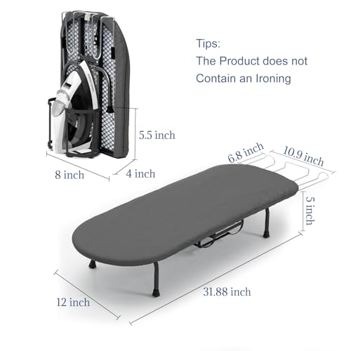RAINHOL Black Foldable Tabletop Ironing Board with Iron Holder - color: Black, size: Steel Mesh with Iron Holder