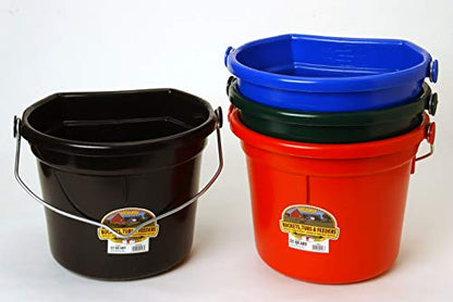 Little Giant® Plastic Animal Feed Bucket | Flat Back Feed Bucket with Knob Ball & Metal Handle | Made in USA | 22 Quarts | Red - color: Red