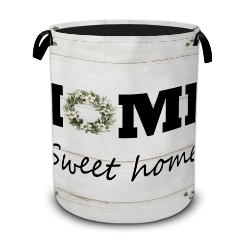 Home Sweet Home Laundry Basket,Foldable Oxford Laundry Hamper with Handles,Collapsible Clothes Storage Bucket Tote Bag for Laundry Room,Bathroom,Bedroom,Dorm - color: Home Sweet Home