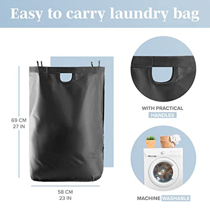 LONBET Laundry Basket with Lid, Made from Breathable Fabric | Aesthetic Clothes Hampers for Laundry with Side Handles & Sturdy Bamboo Frame (26 Gallons - Single, Black) - color: Black, style: 26 Gallons - Single