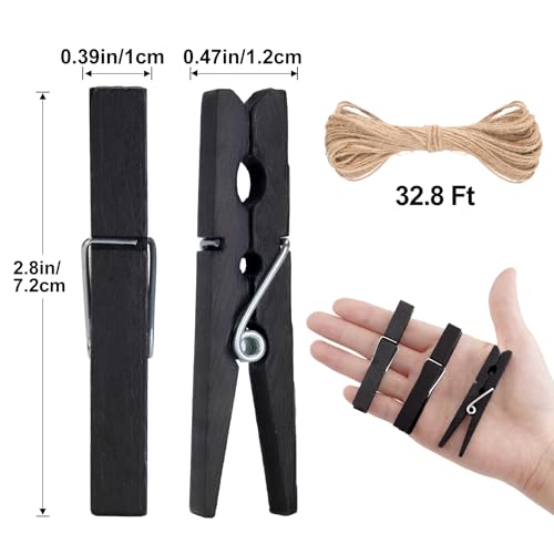 jijAcraft 2.9 Inch Large Clothes Pins - 50Pcs Wooden Clothespins - color: Black Brown, size: 2.9 inch, 50 pcs