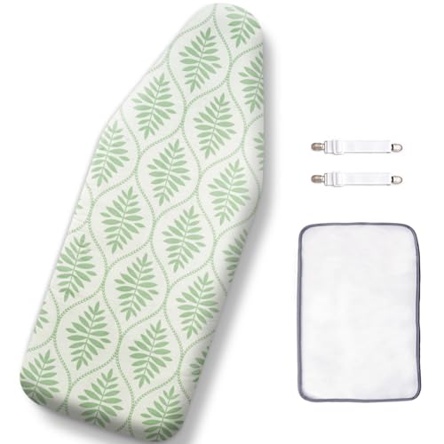 SheeChung 12.5"x32" Small Ironing Board Cover and Pad,Mini Iron Board Cover - color: Bohemian Leaves, size: 12.5"x32"