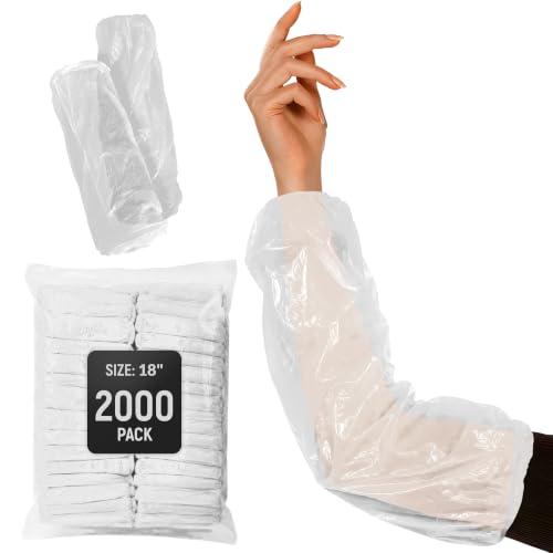 ABC PACK & SUPPLY Disposable Arm Sleeves, 18 Inch PE Arm Covers, Sleeve Covers with Elastic Ends for Food Processing - color: White, size: 100 Pack