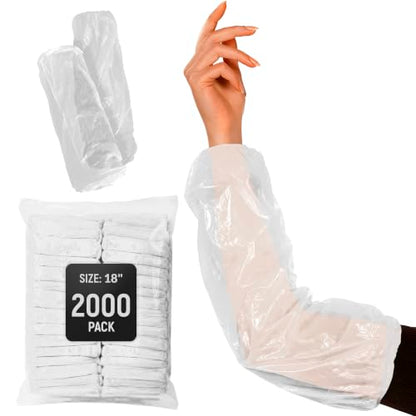 ABC PACK & SUPPLY Disposable Arm Sleeves, 18 Inch PE Arm Covers, Sleeve Covers with Elastic Ends for Food Processing - color: White, size: 100 Pack