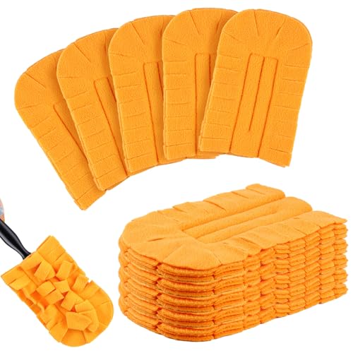 12 Pcs Reusable Duster Refills Washable Pads, Orange - color: Orange