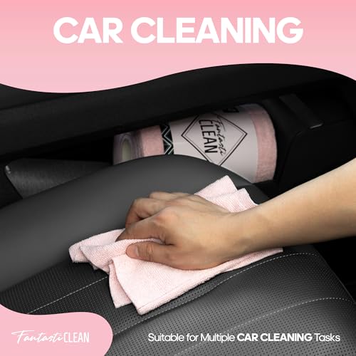 Fantasticlean Microfiber Cleaning Cloth Roll, Pink, 60 Pack, 8" x 8" - color: Pink
