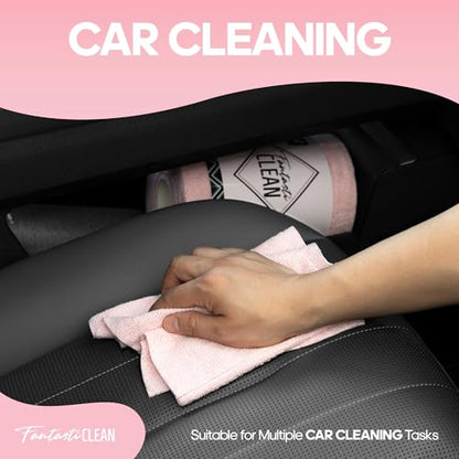 Fantasticlean Microfiber Cleaning Cloth Roll, Pink, 60 Pack, 8" x 8" - color: Pink