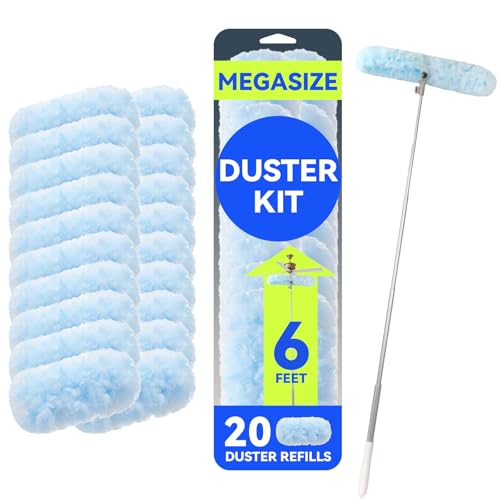 6 ft Duster Extended Handle with 20 Pcs Duster Refill for Swiffer