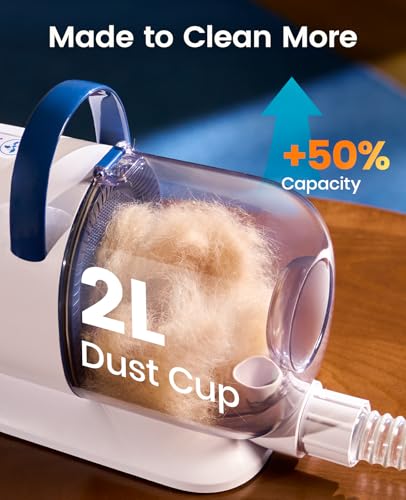 oneisall Dog Grooming Vacuum - 15000Pa Suction, Captures 99% Pet Hair to Reduce Shedding, Dog Grooming Clippers & Quiet Brush (≤59dB) with 4 Accessories, 2L Dust Canister for Home Cleaning - color: Blue