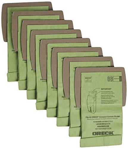 Oreck Vacuum Cleaner Bags for Buster B Canister Vacs, Pack of 8, Green