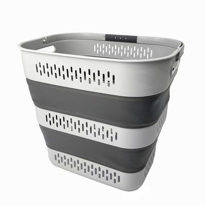 SAMMART 40L (10.5 Gallon) Collapsible Plastic Laundry Basket with Handles - Foldable Pop Up Storage Container/Organizer - Portable Laundry Hamper - Space Saving (1, Grey) - color: Grey