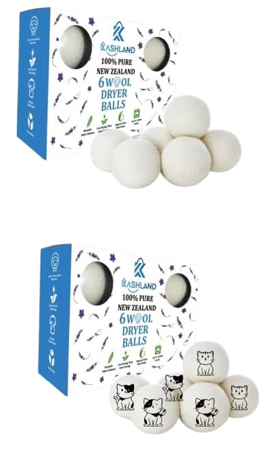 Organic Wool Dryer Balls: Eco-Friendly & Chemical-Free | Our Anti-Entanglement Reusable Balls Eliminate Wrinkle Static | 6-Pack XL Dryer Balls for Laundry is Made with New Zealand Wool (MER-WHT-CAT) - color: Mer-wht-cat