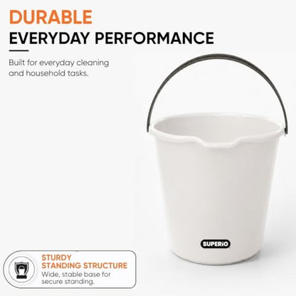 Superio 2.75 Gallon Plastic Cleaning Bucket with Large Spout, Utility Pail for Mopping, Car Wash, Fishing, Camping & Household Use, Light Grey, 6 Pack - color: Light Grey, size: 6 Pack
