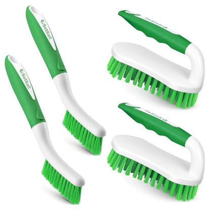 SetSail Scrub Brush, Stiff Bristle Cleaning Scrubber, 4 Pack(Green) - color: Green, size: 4-pack