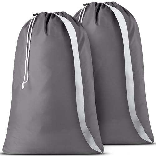 Handy Laundry Bag with Shoulder Strap 30"x40" 2-Pack, Heavy Duty, Grey - color: Grey, size: 2-Pack