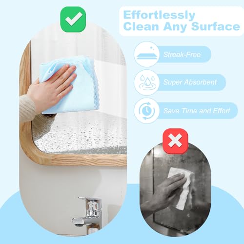 Jessy Home 2 Roll Reusable Paper Towels,100 Sheets Tear Away Microfiber Cleaning Cloth, Lint Free Cleaning Rags for Kitchen, Dishcloth,Household Cleaning Supplies - color: Blue