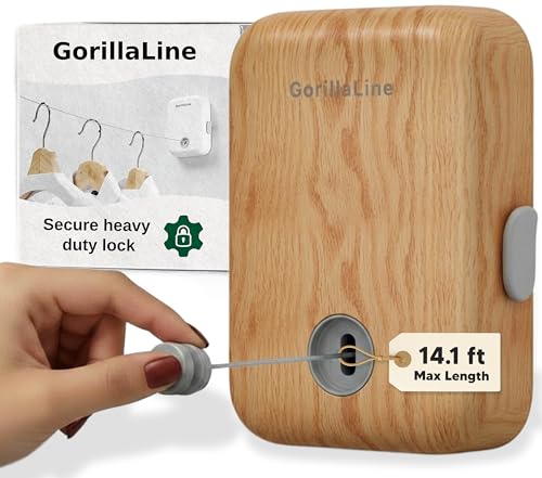 Indoor Outdoor Retractable Clothesline - Wood Color by GorillaLine - color: Wood Look