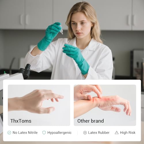 ThxToms 10 Pairs Nitrile Chemical Resistant Gloves,Latex Rubber Free,M - color: Pack of 10, size: Medium