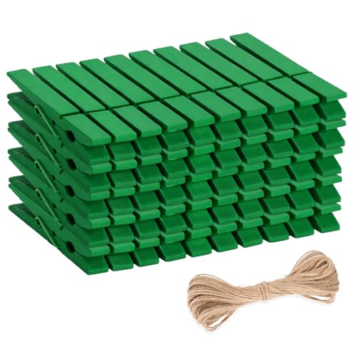 jijAcraft 2.9 Inch Large Clothes Pins - 50Pcs Wooden Clothespins - color: Green, size: 2.9 inch, 50 pcs