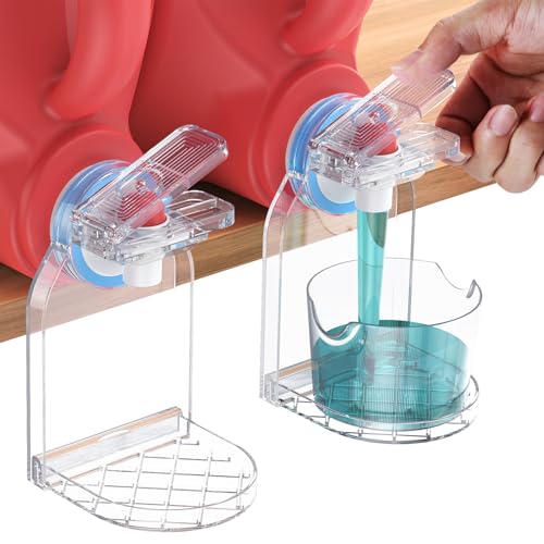 Laundry Detergent Dispenser Cup Holder & Nozzle Force-Saving Switch, Drip Catcher, Soap Dispenser, laundry room organization decor (Clear 2 Pack) - size: Clear 2 Pack