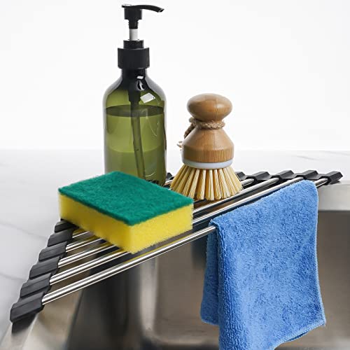 Tomorotec Triangle Roll Up Dish Drying Rack 304 Stainless Steel Black - color: Black