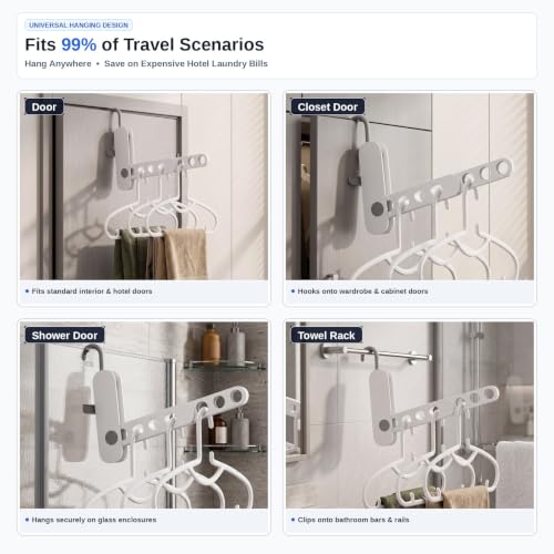 Mesosify Travel Drying Rack with 6 Foldable Hangers, Portable Drying Rack & Portable Hangers Set for Clothes, Swimsuits, Cruise Ship, RV, Camping, Hotel Room & Small Apartment
