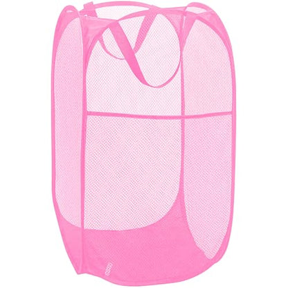 Pop Up Laundry Hamper Reinforced Collapsible Laundry Basket Foldable Clothes Hamper for Home, Dorm Room, Travel, Cruise, Pink - color: Pink