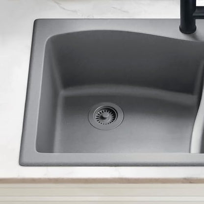 3-1/2 Inch Polymer Urban Gray Sink Drain Assembly with Basket Strainer and Stopper for Quartz, Granite or Fireclay Kitchen Sinks - color: Urban Gray
