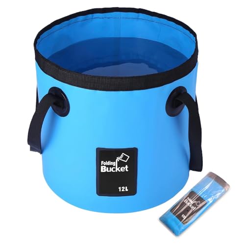 Collapsible Bucket with Handle, Lightweight 5 Gallon 20L - color: Blue, size: 12L