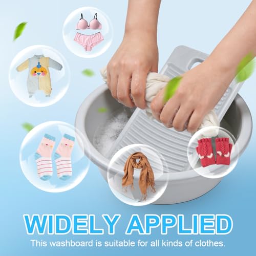 Homoyoyo Laundry Washboard, Hand Washing Clothes Tool Small Board Plastic Non-Slip Surface Efficient Stain Removal Portable Scrub Board Efficient Cleaning Tool for Laundry Hand Washing Clothes 11.2IN