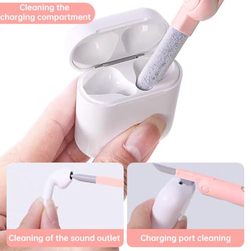 7 in 1 Keyboard Cleaner Laptop Cleaning kit, Electronic Cleaner kit with Key Cap Puller, Computer Cleanings Tools Kit for Monitor Tablet,Cell Phones,Earbuds Camera,Lens(Color:Pink)